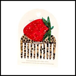 Solar Eclipse Strawberry Pocket Hair Comb Hand-Painted Eco-Friendly Acetate NEW